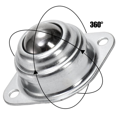 Close-up of 20 Pack 1 Inch Roller Ball Transfer Bearings Carbon Steel Swivel Casters Two Hole Screw Mounted Units for conveyors.