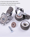 1 Inch Caster Wheels for Furniture Silent Bearing Swivel Plate Casters with Brakes and Rubber Wheels, Set of 4