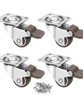 1 Inch Heavy Duty Caster Wheels Set of 4 with Brake, Silent Locking Rubber Swivel Plate Casters, screws included