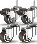 Front view of 1 Inch Small Caster Wheels With 2 Brakes And Screws M6x15mm, 90 Lb Capacity, Low Profile Silent Casters, Set Of 4