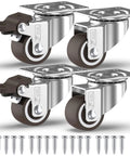 1 Inch Small Caster Wheels With Two Brakes And Screws Low Profile Silent Casters Set Of 4 For Cart And Furniture Each Up To 90 Lbs