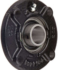 1 Inch Flange Block Ball Bearing FC3U216N By Rexnord Link Belt with heavy duty cast iron housing, sealed bearings, side view