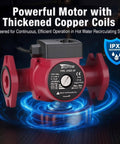 Front view of red 1 Inch Flange Connection Hot Water Circulation Pump For Home Water Heater System With Three Speed 115V High Efficiency Inline Circulator