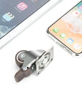 1 Inch Heavy Duty Caster Wheels Set of 4 with Brake, Silent Locking Rubber Swivel Plate showing single caster next to devices