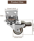 Product size diagram of Eight Pcs L-Shaped 1 Inch Caster Wheels With 360 Degree Swivel And Brake TPR Rubber Silent Floor Safe Furniture Castors