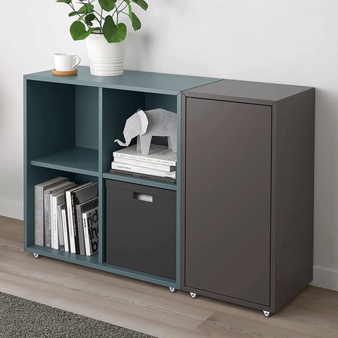 Modern storage unit on 1 Inch Fixed Caster Wheels Set Of 4 With Silent Ball Bearings, Metal Top, TPE Rubber Low Profile Casters.