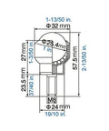 Technical diagram of 1 Inch Ball Transfer Bearings M8 Stud Mounted Carbon Steel Roller Ball Units with dimensions and measurements for conveyors tables casters.