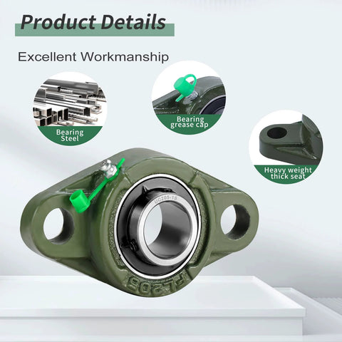 1 Inch Bore Pillow Block Bearing UCFL205-16 Self Aligning Flange Mount With 2 Bolt Flange Cast Iron Housing And Set Screw Locking