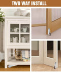 Image showing 1 Inch Rubber Casters 4 Piece Set Mini Long Frame Rigid Fixed Casters for Furniture installation options on cabinet and door.