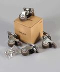 1 Inch Low Profile Swivel Caster Wheels 4 Pack, Soft Rubber Casters with 360 Degree Top Plate, includes screws, packaging