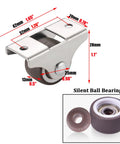 1 Inch Fixed Caster Wheels Set Of 4 With Silent Ball Bearings, Metal Top, TPE Rubber, dimensions marked, includes bearings