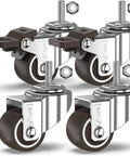 1-Inch Small Caster Wheels With 2 Brakes, Low-Profile Silent Cart Casters, 90 Lb Capacity, M8x20mm Screws Included, Set Of 4
