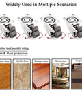 1 Inch Caster Wheels for Furniture Silent Bearing Swivel Plate Casters Set of 4 with Brakes displayed over different floor types