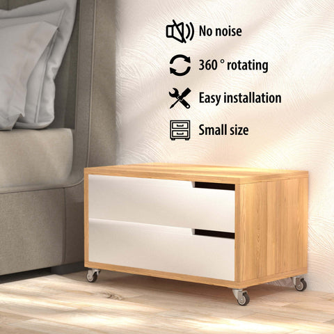 1" Small Caster Wheels for Furniture - Low Profile Casters Set of 4, Total Capacity 90 lbs, Perfect for Nightstand, Side Table, and Small Projects (No Brake)