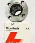 SWF16GUU NB 1" inch Ball Bushings Round Flange Linear Motion showing product packaging and flange design