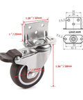 1 Inch Swivel Plate Caster With Brake In Low Profile L Bracket Silent TPE Wheel Replacement For Crib Table Shelf And TV Stand, diagram view