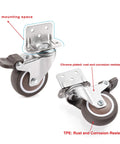 1 Inch Swivel Plate Caster With Brake In Low Profile L Bracket Silent TPE Wheel Replacement For Crib Table Shelf And TV Stand