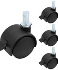 4pcs 1 Inch Swivel Caster Wheels, M8 Threaded Stem Caster Wheels with Brake, Heavy Duty Casters, Black Nylon Wheel Replacement for furniture