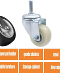 Swivel Caster Wheels for Shelves Heavy Duty 1 Inch Black Polyurethane Wheels with Threaded Stem Mount for Furniture and Equipment