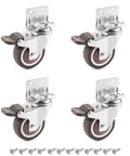 1 Inch Swivel Plate Caster With Brake In Low Profile L Bracket Silent TPE Wheel Replacement For Crib Table Shelf And TV Stand 25 Lbs Per Wheel Capacity Pack Of 4 Durably Chrome Plated Plate For Rust Resistance