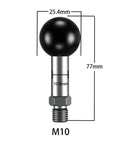 1 Inch TPU Ball Mount With M10 1.5 Millimeter Threaded Post, Stainless Steel, Dimensions Shown For RAM Mounts
