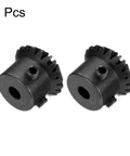 Bevel Gear Set 1 Module 1 To 1 20 Teeth 5mm Bore 90 Degree Pinion 4 Pieces, showing two blackened steel gears