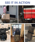 270LBS Utility Luggage Cart with 4 Wheels, 100% Aluminum Hand Truck Dolly carrying various items like boxes, bags, and cooler