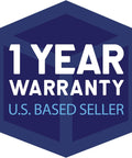 Hexagon badge with '1 Year Warranty' and 'U.S. Based Seller' text