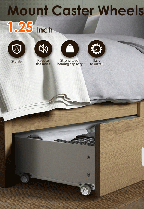 Small 1" Furniture Caster Wheel - Smooth Sliding Rubber Roller for Cabinets & Drawers with 1.25 inch dimensions