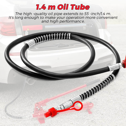 Heavy Duty 12 Ton Hydraulic Porta Power Jack Kit With 4.6 Foot Oil Hose For Auto Body Frame Repair in Garage Storage Case