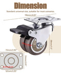 1.5 Inch Double Wheel Swivel Caster Wheels Set Of Four With Rubber Caster Wheels And 396 Lbs Load Capacity For Cabinets Tables And Workbenches Two With Brake And Two Without Ideal For Garage Workshop Storage Carts Office Furniture And Heavy Loads detailed dimensions and top plate design