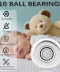 Close-up of 10 ball bearings showing attributes with sleeping baby and teddy bear. Upgrade Your Garage Door With A 7 Inch Stem Steel Roller Set For 2 Inch Track Designed For Heavy Wood And Wide Doors This 10 Pack Features Sealed 10 Ball Bearings For Stability No Slop Smooth Operation And Quick Gap Fix.