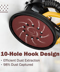 9 Inch Hook And Loop Drywall Discs Set 60 Pieces 10 Holes 40 To 240 Grits, close-up of 10-hole design for dust capture