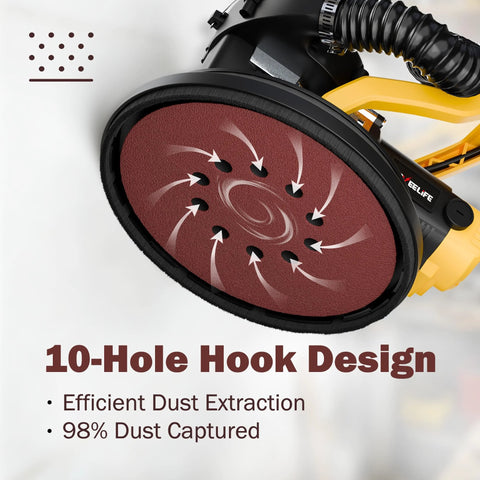 9 Inch Hook And Loop Drywall Discs Set 60 Pieces 10 Holes 40 To 240 Grits, close-up of 10-hole design for dust capture