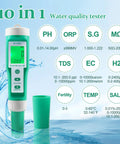 Hydrogen Water Tester 10 In 1 Digital Water Meter For Drinking, Hydroponics, And Pool Use displaying measurement options and parameters.