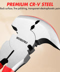 Close-up of Six In One 10 Inch Fencing Pliers Multi Tool with CR-V steel, showing wire cutter and nail puller, for fence repair.