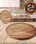 Two Pack 10 Inch Acacia Wood Lazy Susan Turntables For Cabinet Kitchen Countertop And Pantry Organization with raised edge