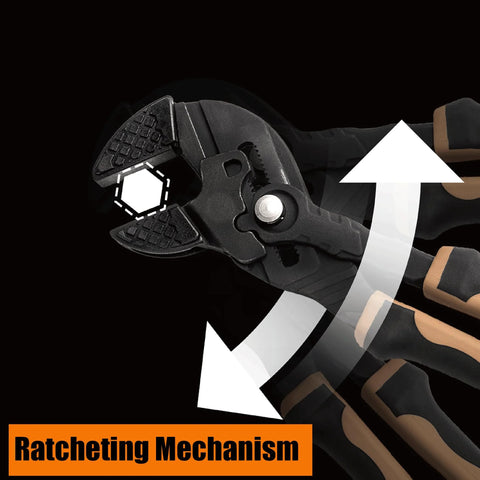 Ratcheting mechanism of 10 Inch Adjustable Pliers Wrench With Quick Adjust Push Button And Parallel Jaws From CRV Steel