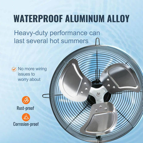 Top view of 10 Inch Shutter Exhaust Fan With 820 CFM High Speed Aluminum Wall Mount Attic Fan For Ventilation And Cooling In Greenhouses Garages Sheds And Shops With AC Motor FCC Listed By VEVOR