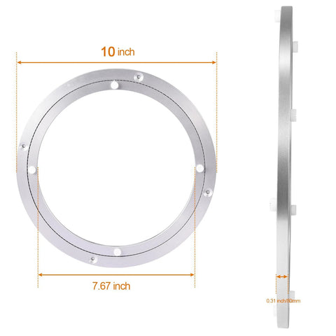 Heavy Duty Aluminum Turntable Bearings Swivel Plate for Dining Tables and Workbenches 10 Inch Diameter, side and top view
