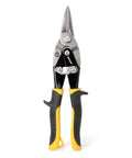 Front view of 10 Inch Aviation Tin Snips with chrome vanadium steel blades for precise straight cuts in sheet metal and aluminum siding.