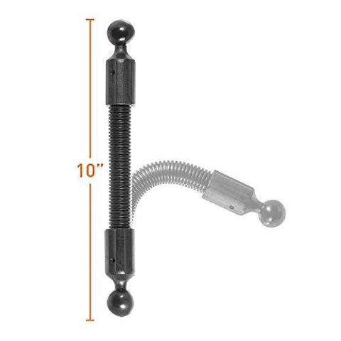 10 Inch Flexible Dual Ball Mount Extension Arm with aluminum and composite construction for 1 inch and 25mm dual ball sockets.