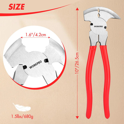 Six In One 10 Inch Fencing Pliers Multi Tool For Fence Installation And Repair Heavy Duty Wire Cutter Nail Puller Hammer