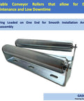 Pack of 2 Long Roller and Bracket Set 10 Inch BF 1.5 Inch Diameter Galvanized Steel Conveyor Rollers for Woodworking Roller Stands