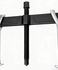 Front view of 2 Jaw Gear Puller, 10 Inch Two Claw Gear Puller Tool, Heavy Duty Steel Bearing Puller, chrome vanadium construction.
