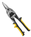 10 Inch Tin Snips Heavy Duty Chrome Vanadium Steel Metal Cutter Shears with yellow and black handles for cutting sheet metal.