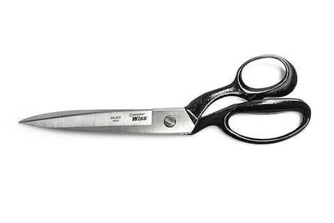 10 Inch Bent Handle Industrial Shears for Heavy Duty Cutting of Upholstery, Carpet, and Drapery Materials on white background
