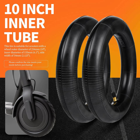 10x2.125 Inner Tube (2-Pack) for Electric Scooters – 0° Straight Valve Stem – Fits 10-Inch Tires on 6-Inch Rims, front view