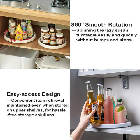 10 Inch Lazy Susan Turntable For Kitchen Cabinets And Refrigerators Pantry Organizer And Spice Rack with various bottles