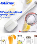 10-inch sponge brush from Long Handle Bottle Cleaning Brush Set For Narrow Neck Bottles And Decanters Tubes Spouts Lids